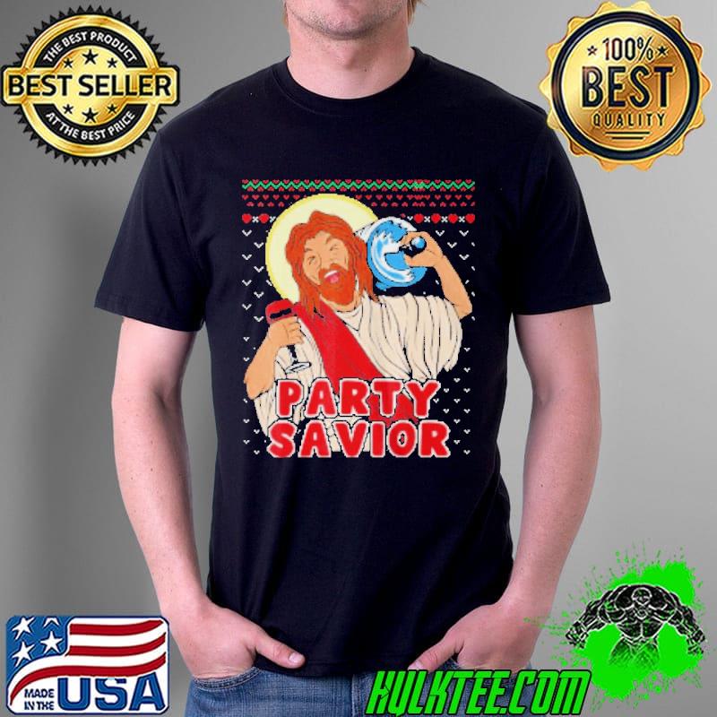 Premium Party savior Jesus christ santa beer ugly christmas Unisex Premium Party savior Jesus christ santa beer ugly christmas Unisex