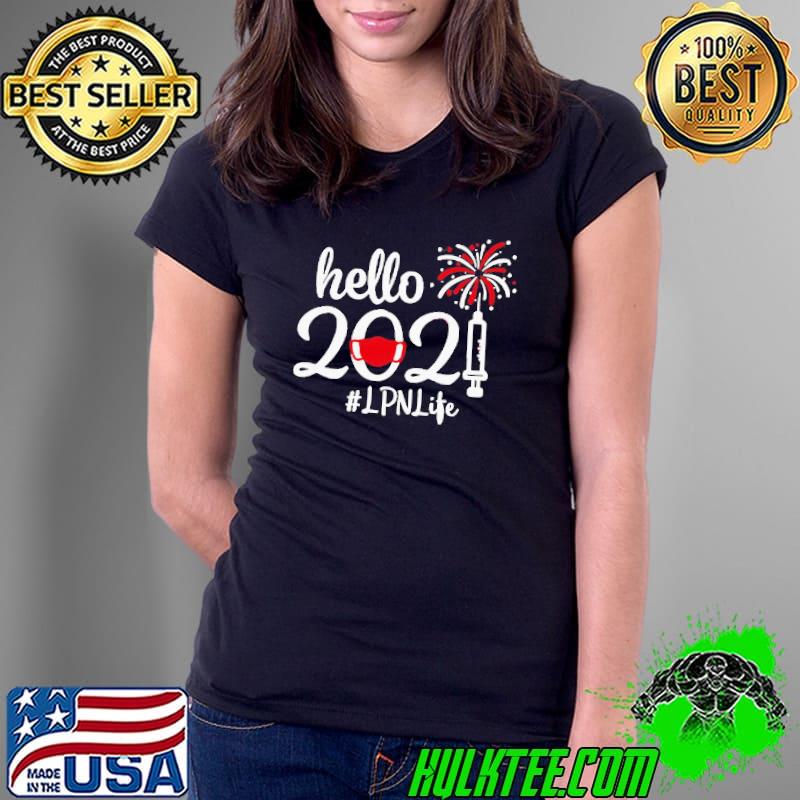 Premium Pretty Hello 2021 LPN Life Face Mask Christmas Shirt Ladies Tee Premium Pretty Hello 2021 LPN Life Face Mask Christmas Shirt Ladies Tee