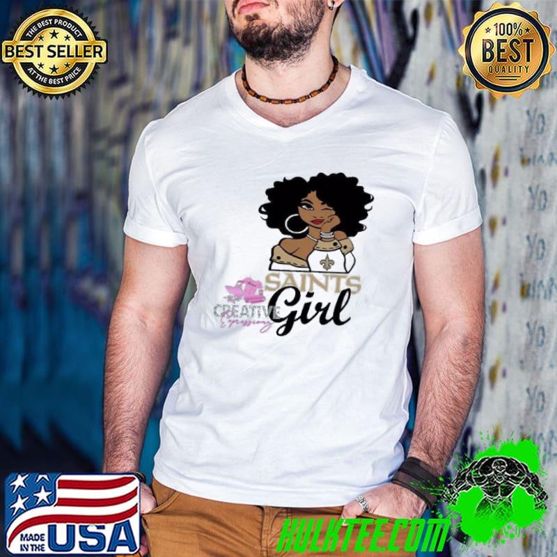 Premium Saints Girl Black Girl Shirt