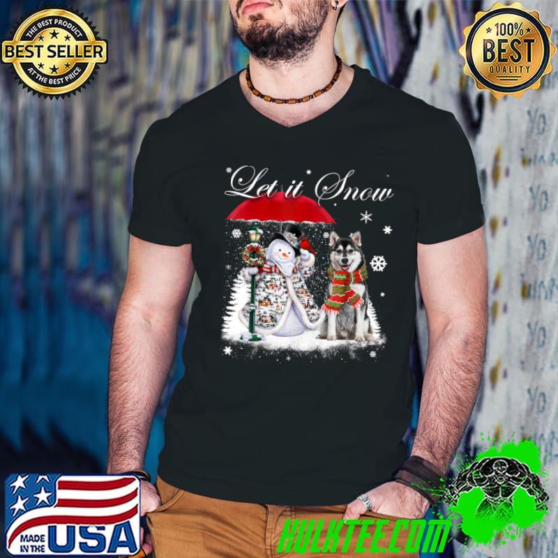 Premium Siberian Husky Santa Dog Christmas Snowman Xmas Pajama T-Shirt