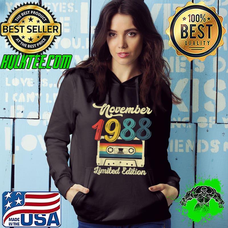 Premium Vintage November 1988 Cassette 33rd Birthday Decorations T Shirt