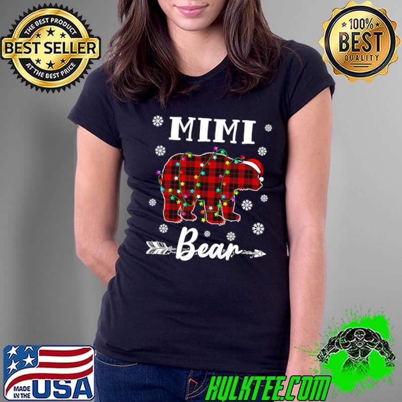 Red Plaid Mimi Bear Matching Family Group Christmas Lights T-Shirt Ladies Tee Red Plaid Mimi Bear Matching Family Group Christmas Lights T-Shirt Ladies Tee