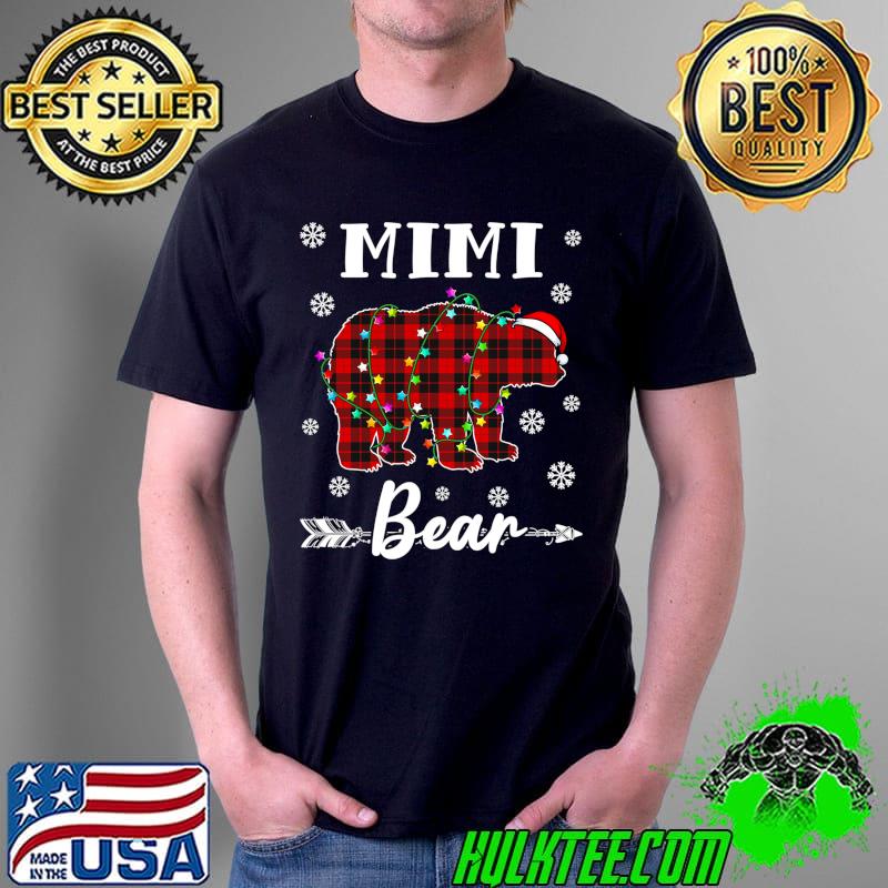 Red Plaid Mimi Bear Matching Family Group Christmas Lights T-Shirt Unisex Red Plaid Mimi Bear Matching Family Group Christmas Lights T-Shirt Unisex
