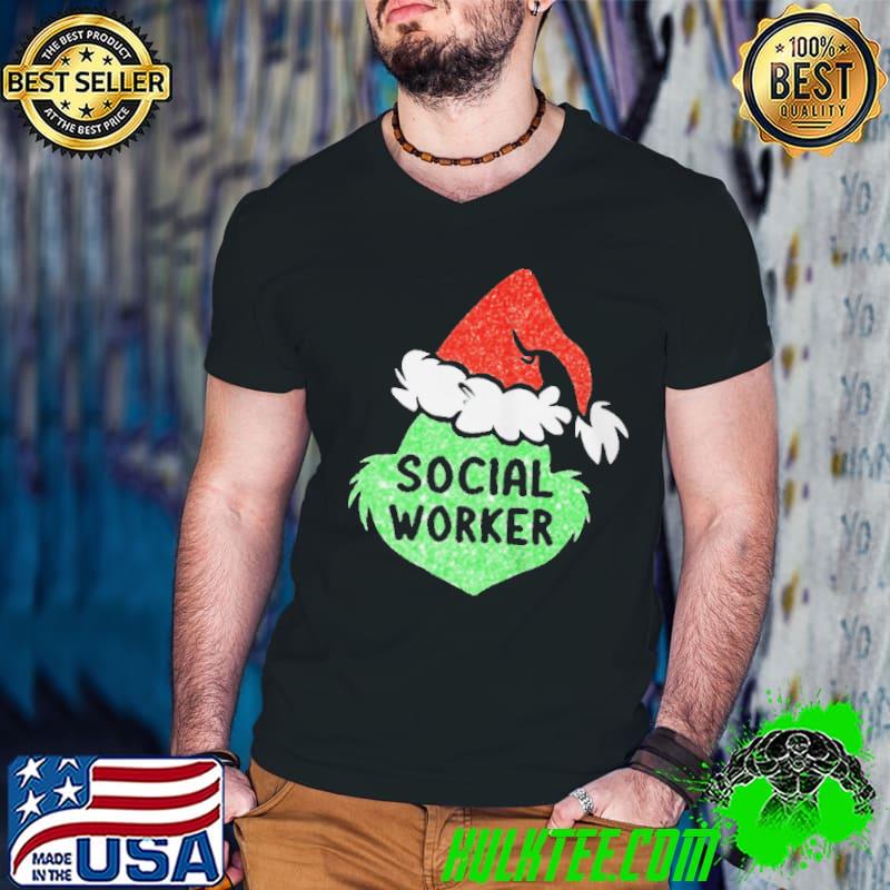 Santa grinch silhouette social worker christmas Guys V Neck Santa grinch silhouette social worker christmas Guys V Neck