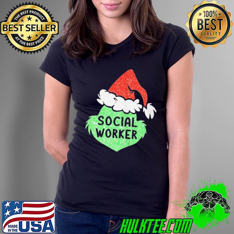Santa grinch silhouette social worker christmas Ladies Tee Santa grinch silhouette social worker christmas Ladies Tee