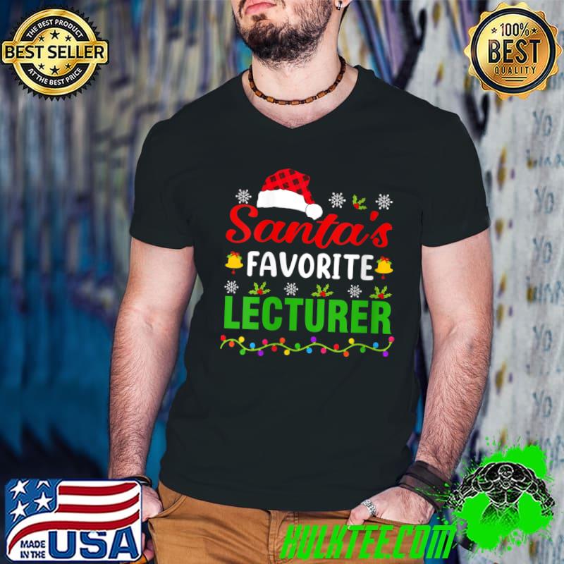 Santa's Favorite Lecturer Funny Christmas Lecturer Xmas T- Guys V Neck Santa's Favorite Lecturer Funny Christmas Lecturer Xmas T- Guys V Neck