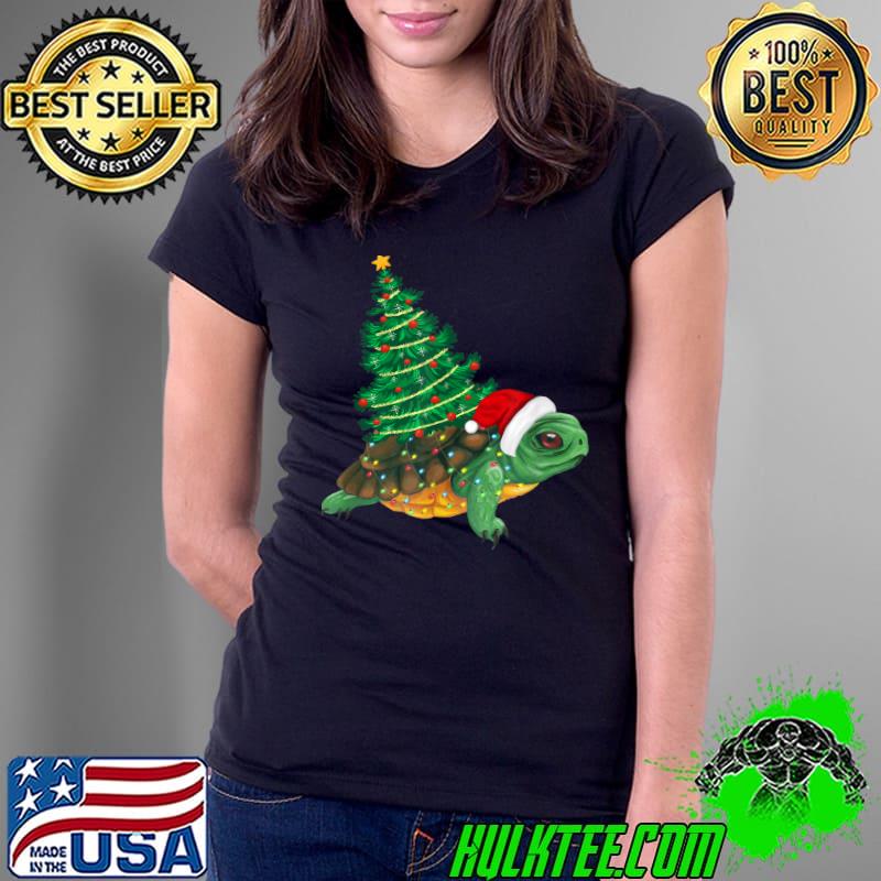 Sea Turtle Christmas Lights Funny Santa Hat Merry Christmas T-Shirt Ladies Tee Sea Turtle Christmas Lights Funny Santa Hat Merry Christmas T-Shirt Ladies Tee