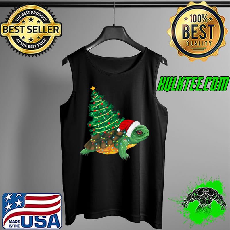 Sea Turtle Christmas Lights Funny Santa Hat Merry Christmas T-Shirt Tank Top Sea Turtle Christmas Lights Funny Santa Hat Merry Christmas T-Shirt Tank Top