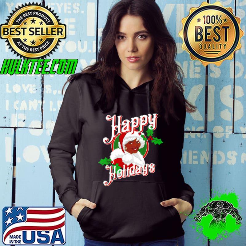 Top Black Happy Holidays African American Santa Mrs Claus Shirt