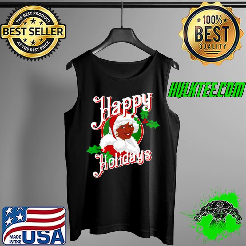 Top Black Happy Holidays African American Santa Mrs Claus Shirt Tank Top Top Black Happy Holidays African American Santa Mrs Claus Shirt Tank Top