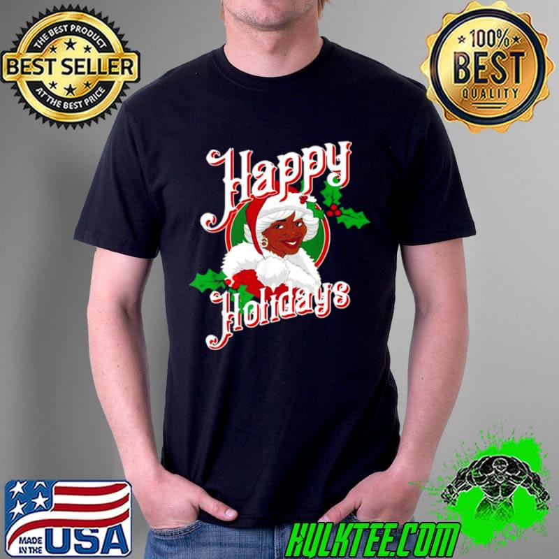 Top Black Happy Holidays African American Santa Mrs Claus Shirt Unisex Top Black Happy Holidays African American Santa Mrs Claus Shirt Unisex
