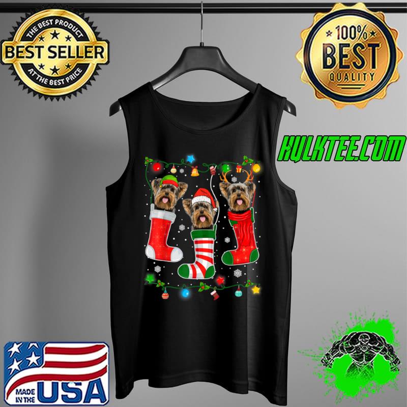 Top Christmas Pajama Lights Yorkshire Terrier Dog Puppy Lover T Shirt Tank Top Top Christmas Pajama Lights Yorkshire Terrier Dog Puppy Lover T Shirt Tank Top