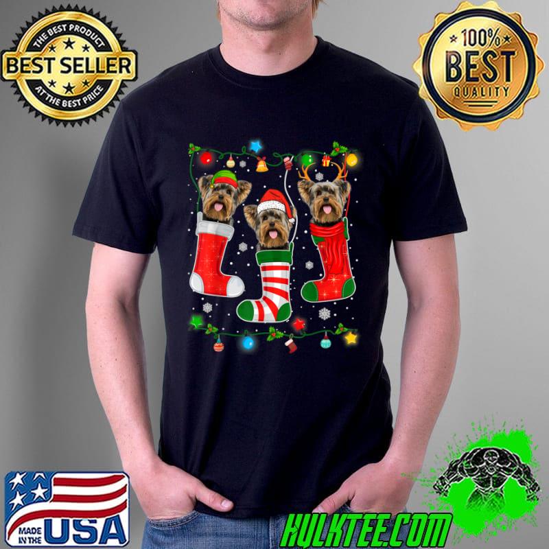 Top Christmas Pajama Lights Yorkshire Terrier Dog Puppy Lover T Shirt Unisex Top Christmas Pajama Lights Yorkshire Terrier Dog Puppy Lover T Shirt Unisex