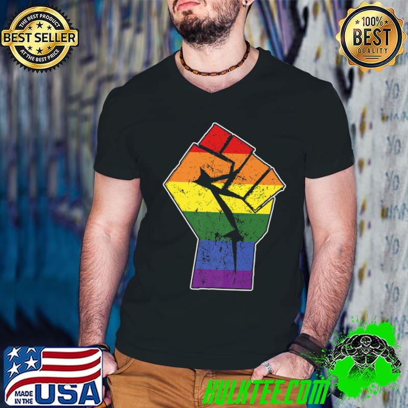 Top Fist Retro HandSymbol Gay Proud LGBT Support Equality Premium T-Shirt