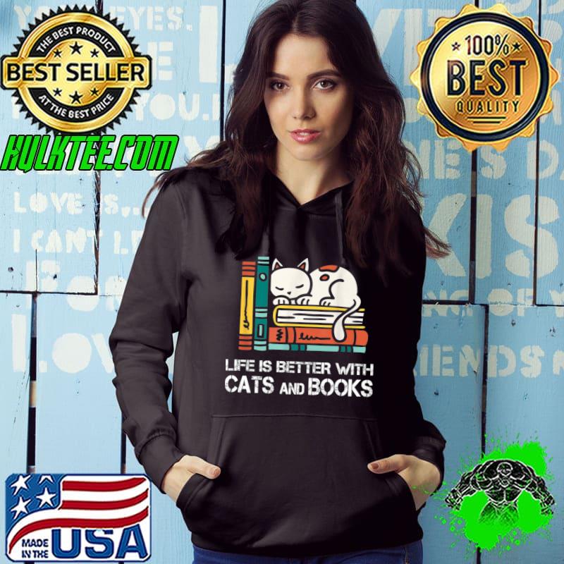 Top Life Is Better with Cats And Books Premium T-Shirt
