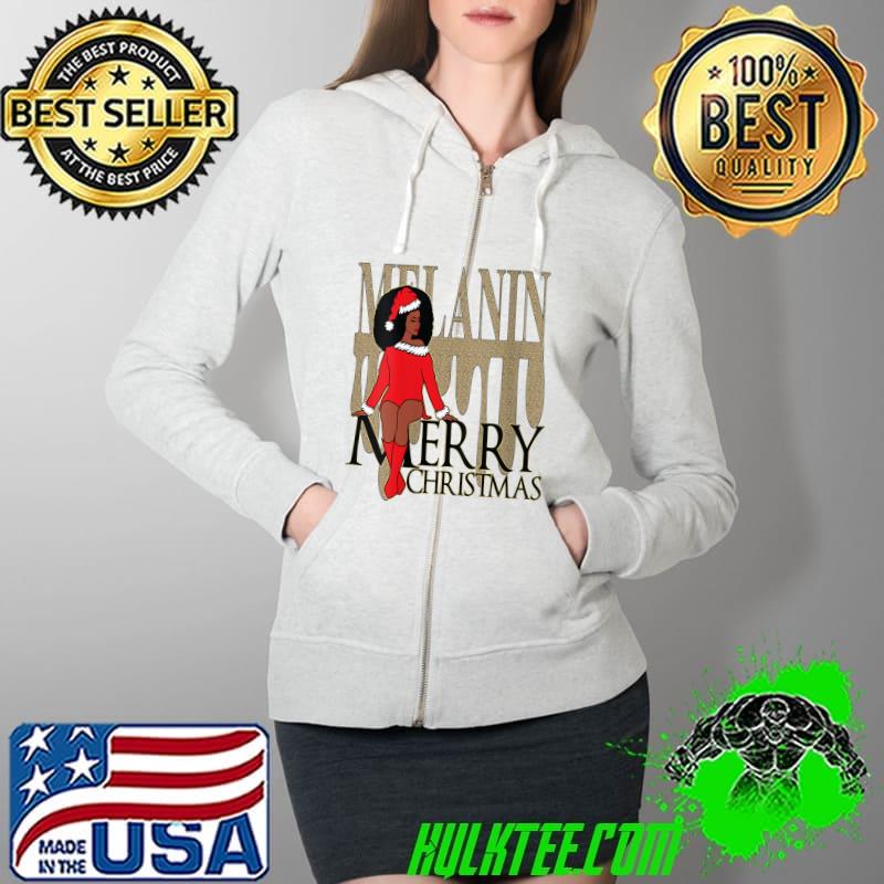 Top Melanin Dripping Afro Santa Claus Merry Christmas T-Shirt Full Zip Hooded Top Melanin Dripping Afro Santa Claus Merry Christmas T-Shirt Full Zip Hooded