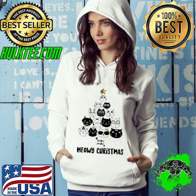 Top Merry Meowy Christmas Tree Cat Holiday Unisex Sweat Hoodie Top Merry Meowy Christmas Tree Cat Holiday Unisex Sweat Hoodie