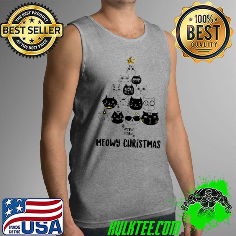 Top Merry Meowy Christmas Tree Cat Holiday Unisex Sweat Tank Top Top Merry Meowy Christmas Tree Cat Holiday Unisex Sweat Tank Top