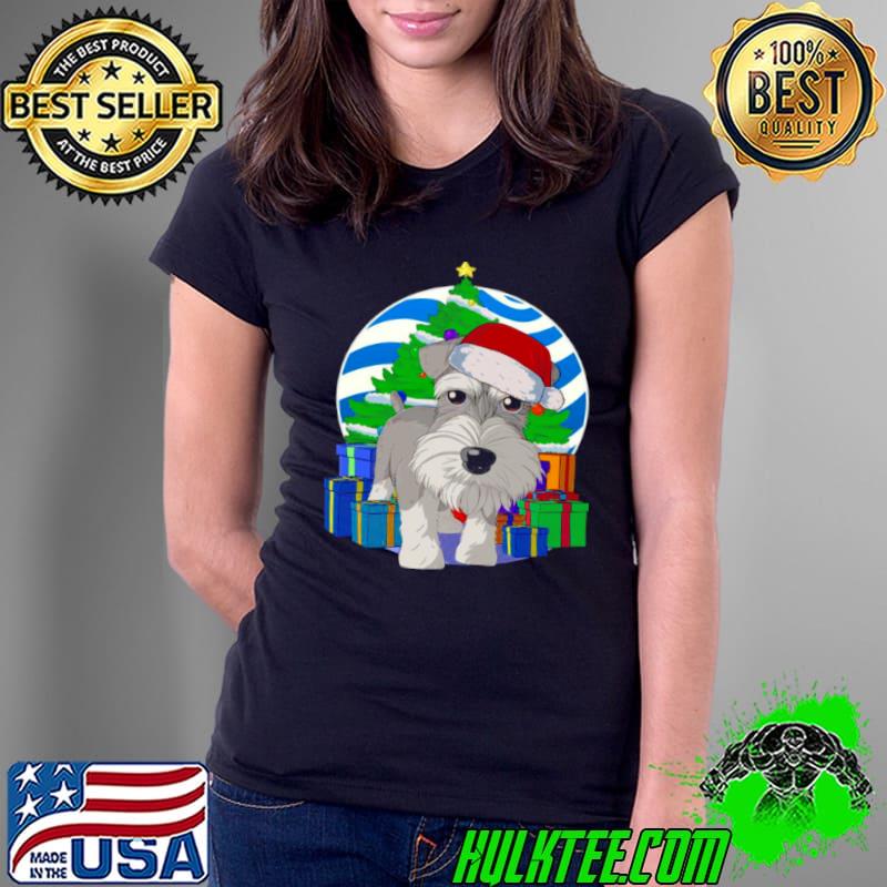 Top Miniature Schnauzer Dog Santa Christmas Tree Decor Shirt Ladies Tee Top Miniature Schnauzer Dog Santa Christmas Tree Decor Shirt Ladies Tee