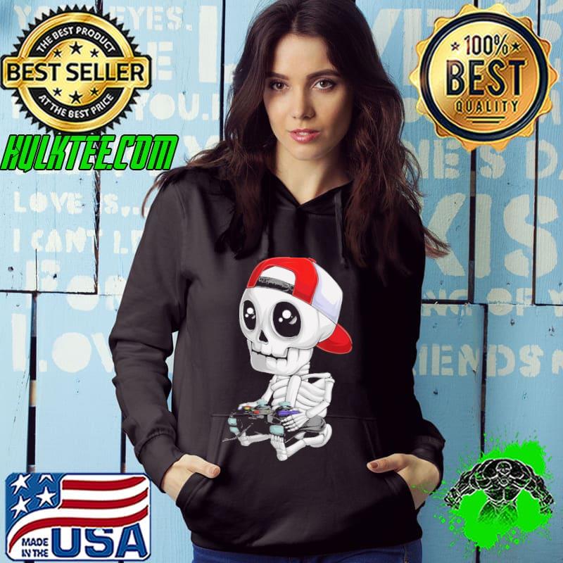 Top Skeleton Halloween Video Gamer Shirt