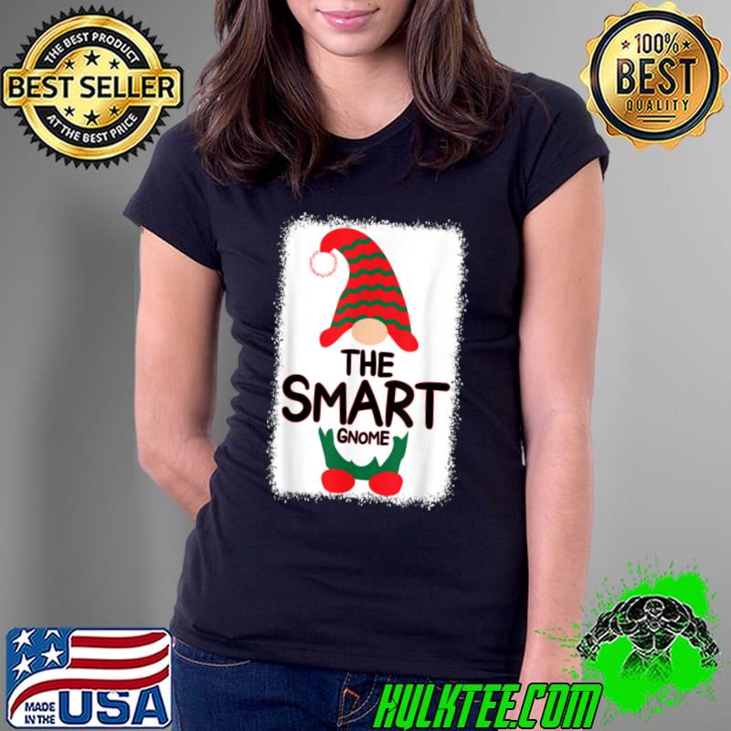 Top The Smart Gnome Matching Family Christmas Pajamas Bleached T Shirt Ladies Tee Top The Smart Gnome Matching Family Christmas Pajamas Bleached T Shirt Ladies Tee