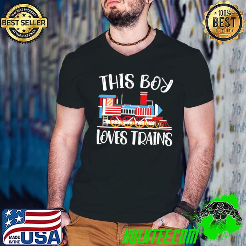 Top This Boy Loves Trains Lover Railway Locomotive Train Driver Premium T-Shirt