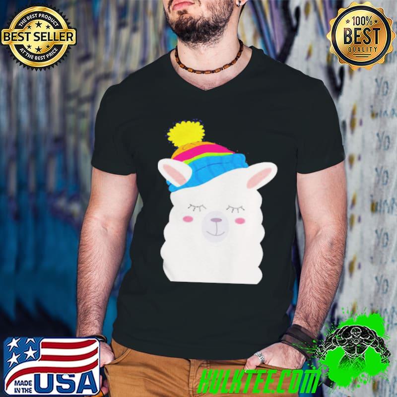 Top Winter Llama with Alpaca Christmas Hat Sweater Shirt