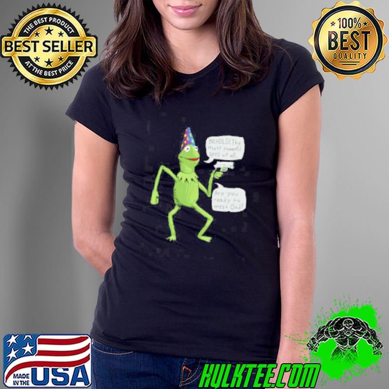 Yer A Wizard Kermit Funny Frog With Gun Meme Unisex T-Shirt Ladies Tee Yer A Wizard Kermit Funny Frog With Gun Meme Unisex T-Shirt Ladies Tee