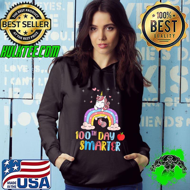 100 Days Smarter Rainbow Unicorn Girls For Students Kids T-Shirt
