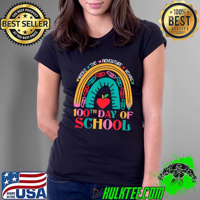 100th Day Of School Teacher - 100 Days Smarter Rainbow T-Shirt Ladies Tee 100th Day Of School Teacher - 100 Days Smarter Rainbow T-Shirt Ladies Tee