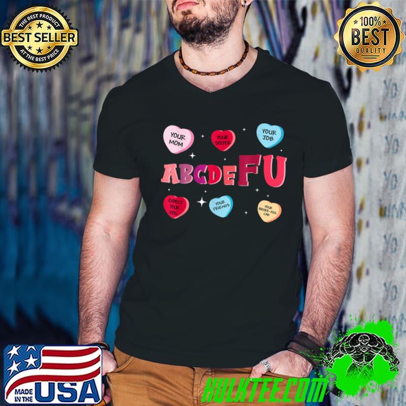 Alphabet ABCDEFU Love You Heart Funny Anti Valentines Day T-Shirt Guys V Neck Alphabet ABCDEFU Love You Heart Funny Anti Valentines Day T-Shirt Guys V Neck