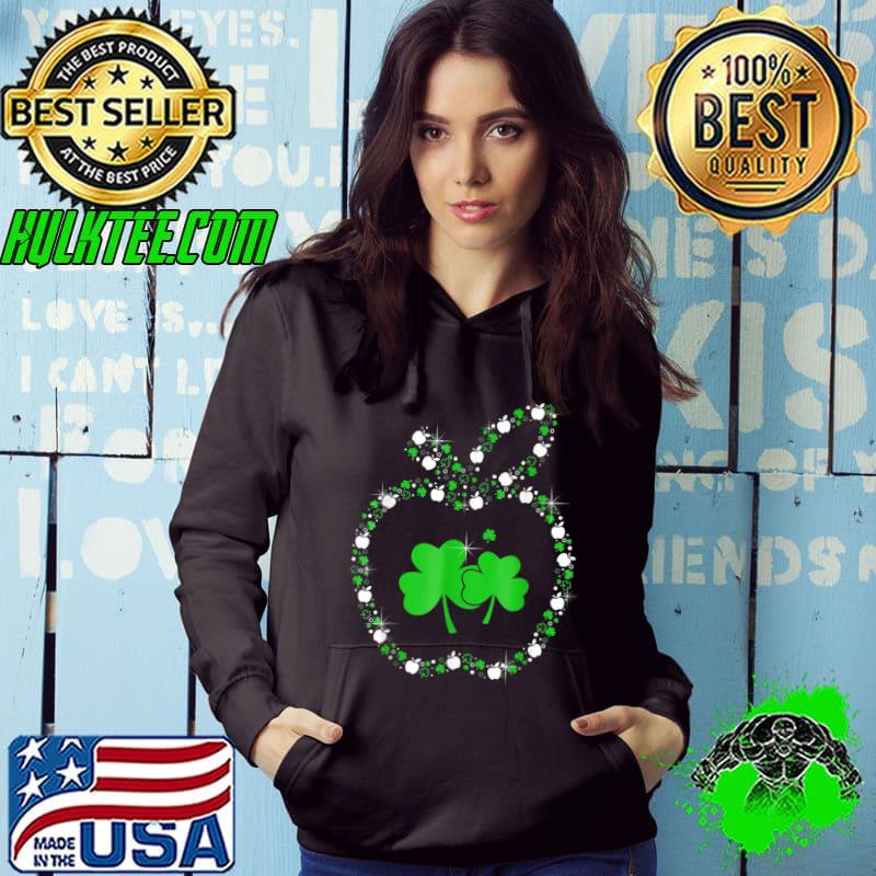 Apple With Shamrocks Teacher Happy St Patrick's Day T-Shirt