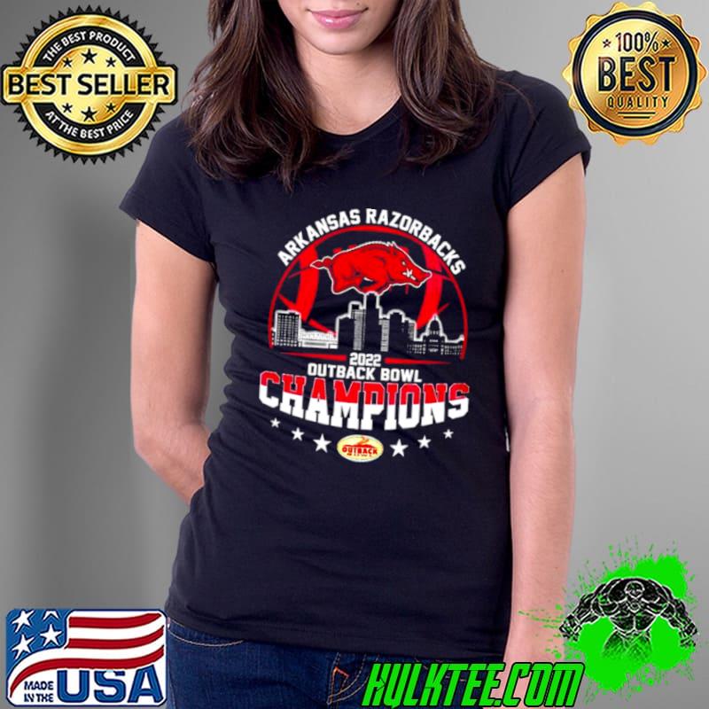 Awesome Arkansas Razorbacks 2022 outback bowl champions T Ladies Tee Awesome Arkansas Razorbacks 2022 outback bowl champions T Ladies Tee