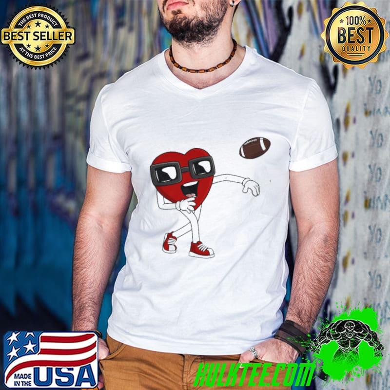 Awesome Valentine's day heart quarterback Football boys kidsns shirt