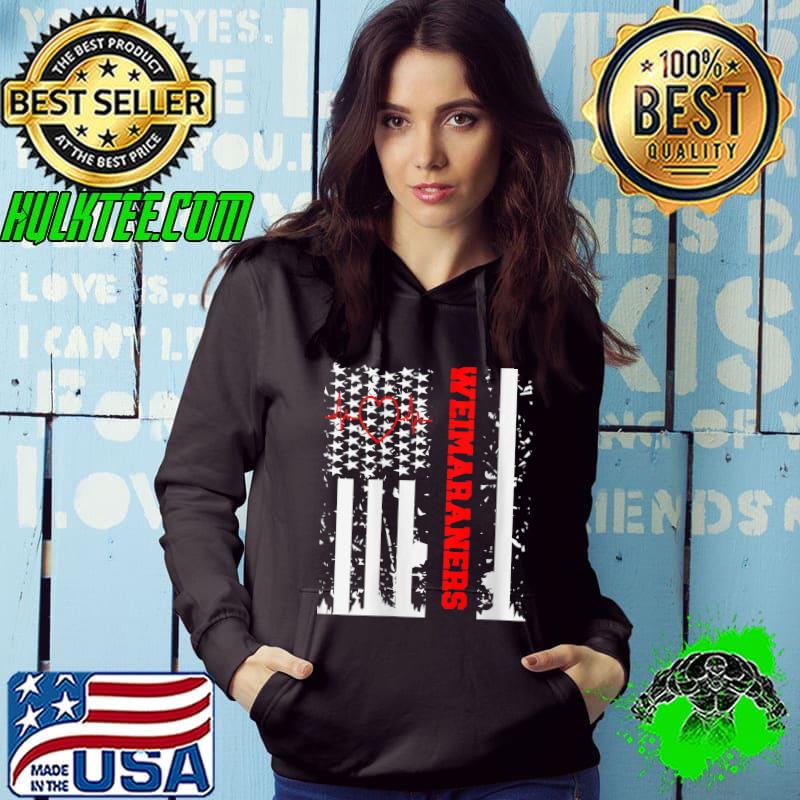 Awesome Weimaraner Dog Graphic with Vintage USA Flag T-shirt