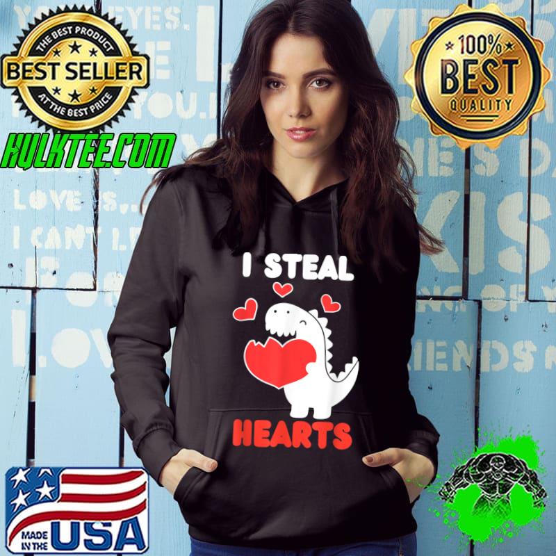 Best Boys Valentines Day Kids Dinosaur I Steal Hearts TRex Cute T-Shirt