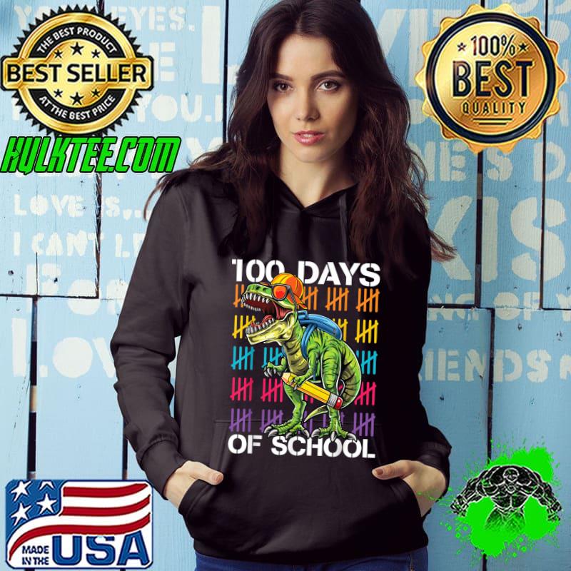 Best Happy 100th Day of School Teachers 100 Days T-Rex T-Shirt