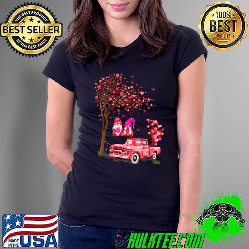 Couple Gnomes Love Heart Tree Red Truck Valentines Day T-Shirt Ladies Tee Couple Gnomes Love Heart Tree Red Truck Valentines Day T-Shirt Ladies Tee