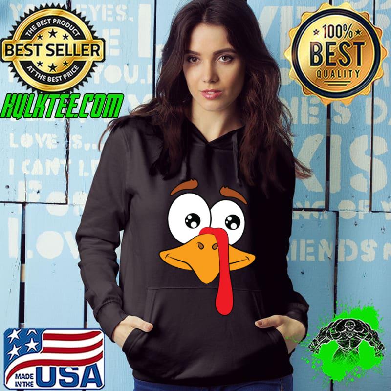 Cute And Funny Turkey Face Thanksgiving Turkey T-Shirt