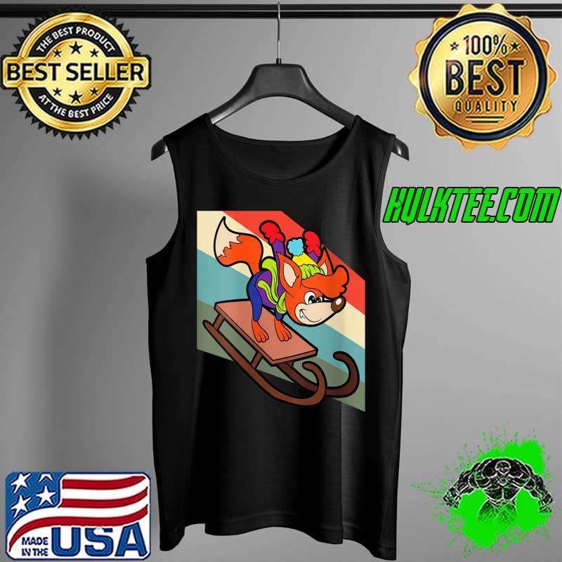 Fox Sledging Sled Sleighing Sledding Winter Season Snow T- Tank Top Fox Sledging Sled Sleighing Sledding Winter Season Snow T- Tank Top