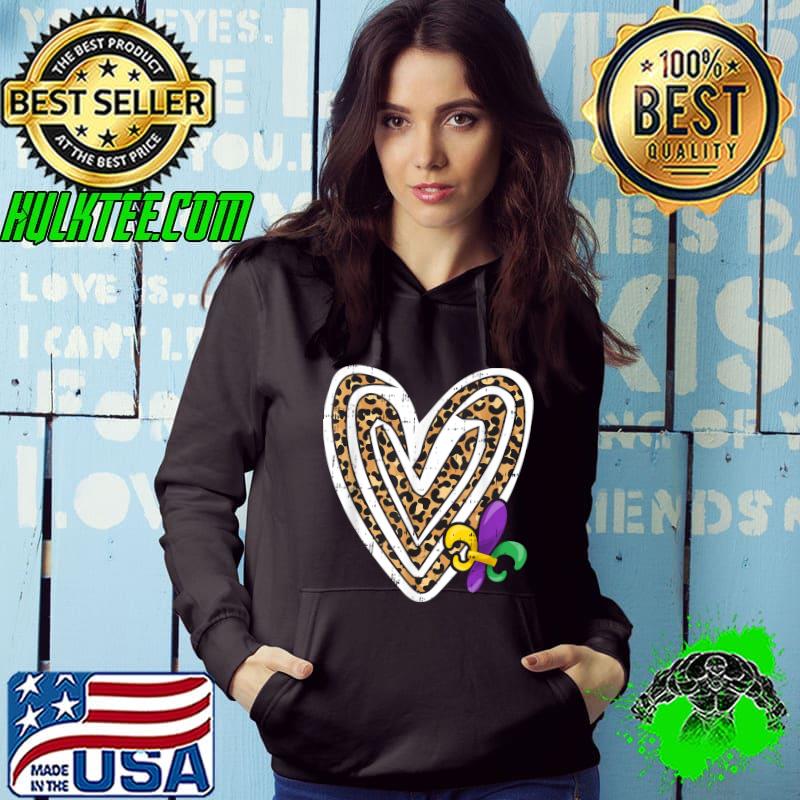 Heart Leopard Print Mardi Gras Cute Carnival Parade T-Shirt