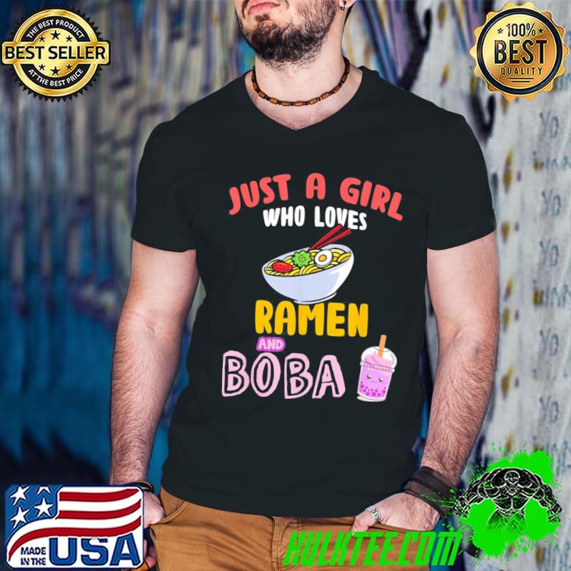 Just a Girl Who Loves Ramen and Boba Kawaii Japanese Anime T-Shirt Guys V Neck Just a Girl Who Loves Ramen and Boba Kawaii Japanese Anime T-Shirt Guys V Neck