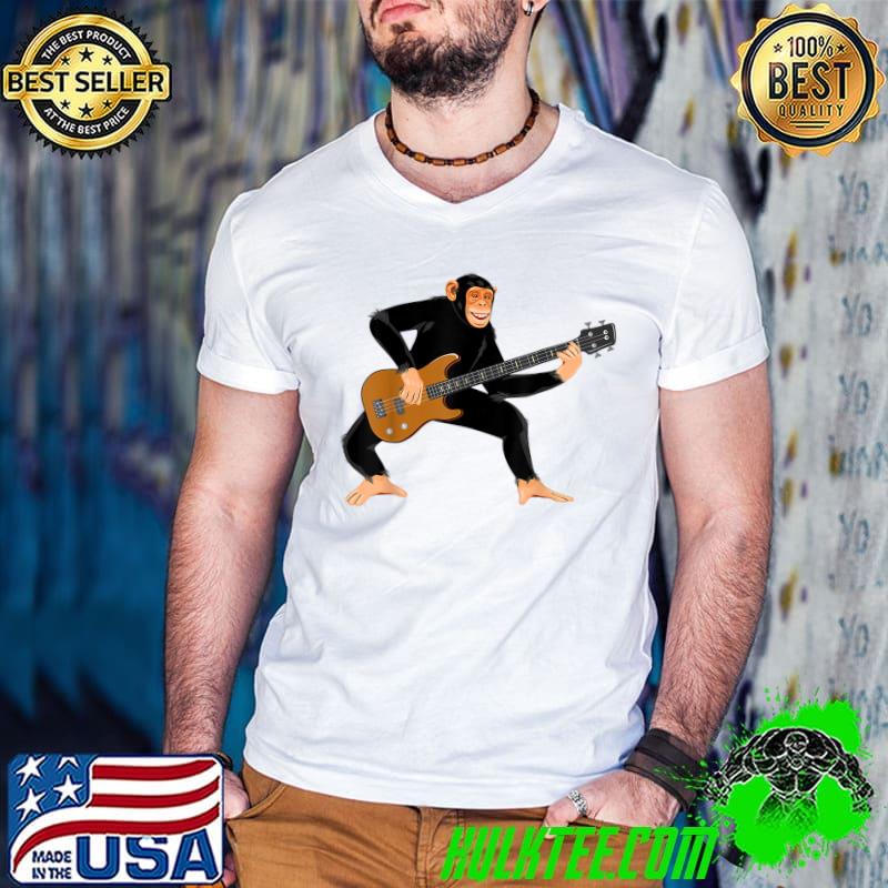 Monkey Playing Electric Bass Guitar Funny Rock Lover Unisex T-Shirt