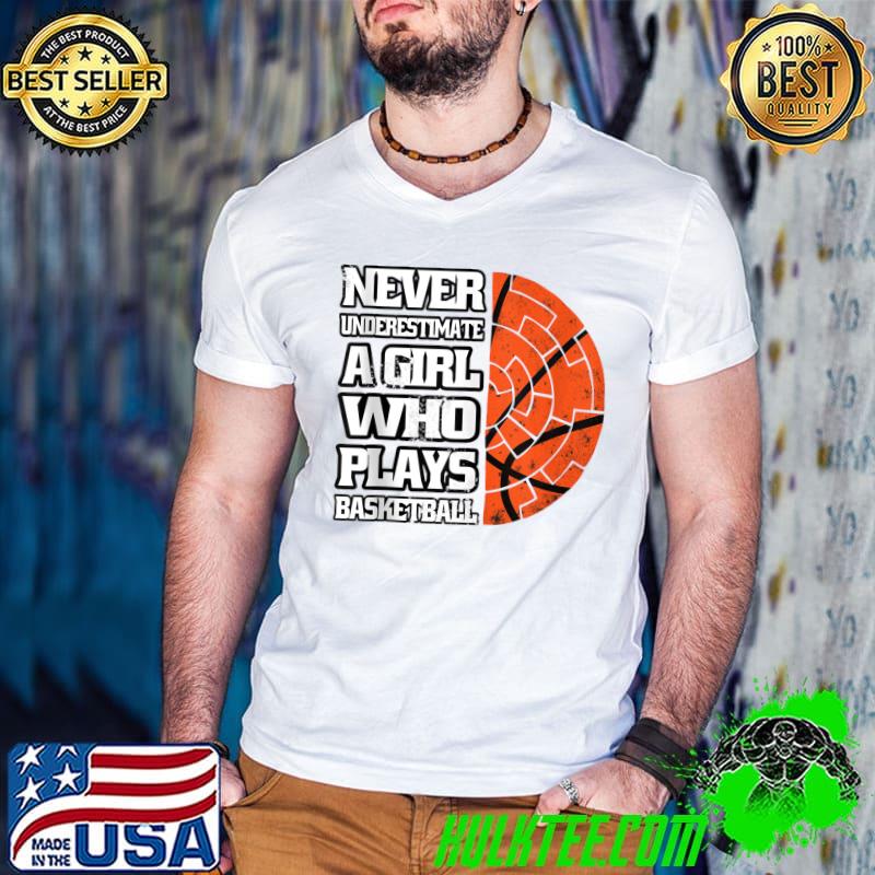 Never Underestimate A Girl Who Plays Basketball Lover T-shirt
