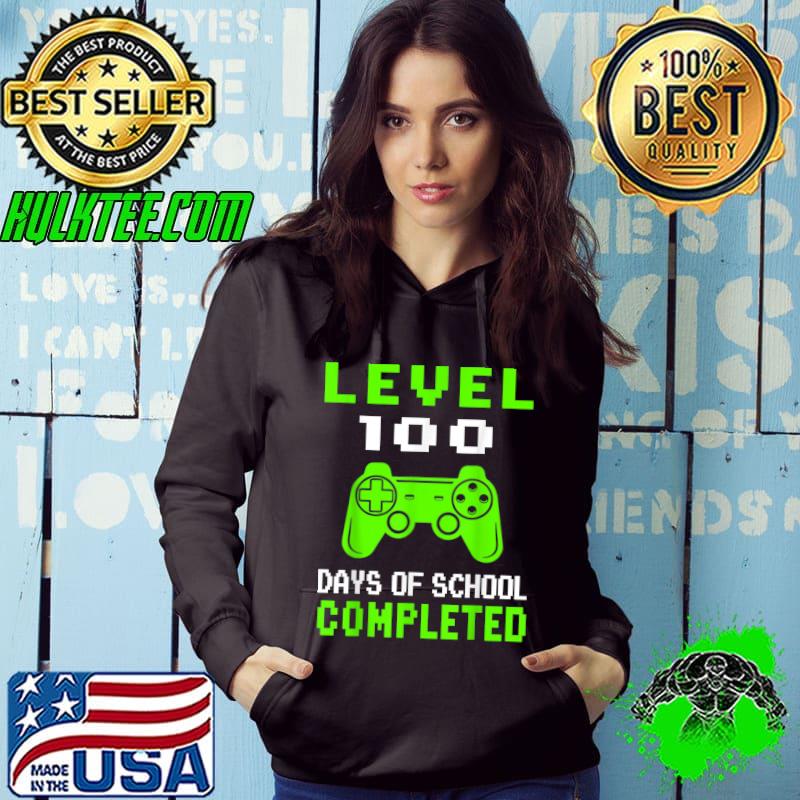 Nice 100 Days Of School Shirt For Boys Level Completed Gamer T-Shirt