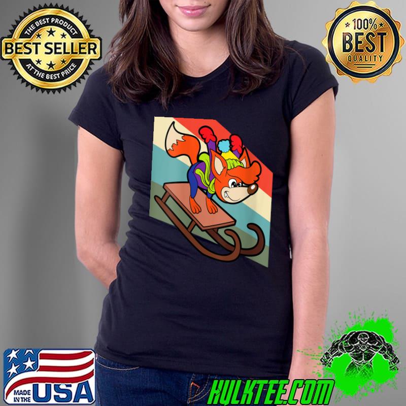 Nice Fox Sledging Sled Sleighing Sledding Winter Season Snow T- Ladies Tee Nice Fox Sledging Sled Sleighing Sledding Winter Season Snow T- Ladies Tee