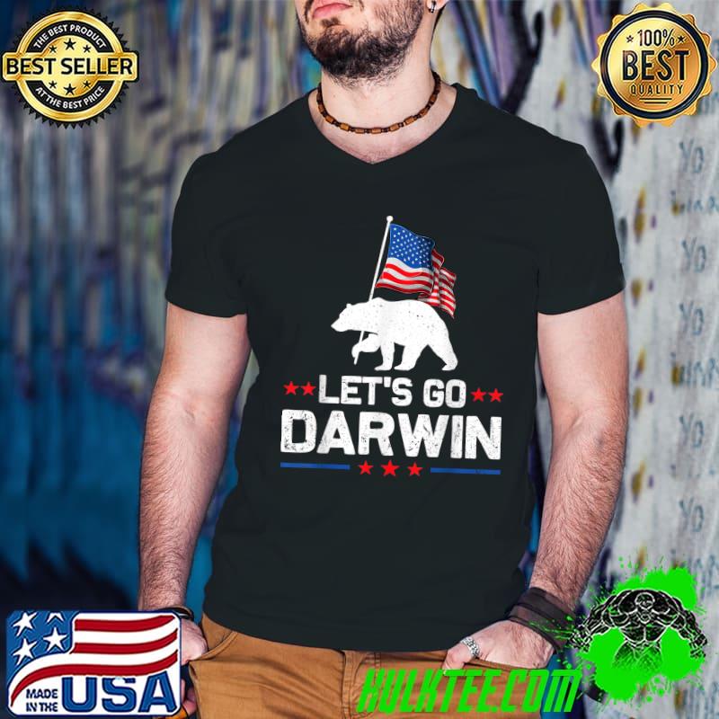 Nice Let's Go Darwin Bear US Flag T-Shirt Guys V Neck Nice Let's Go Darwin Bear US Flag T-Shirt Guys V Neck