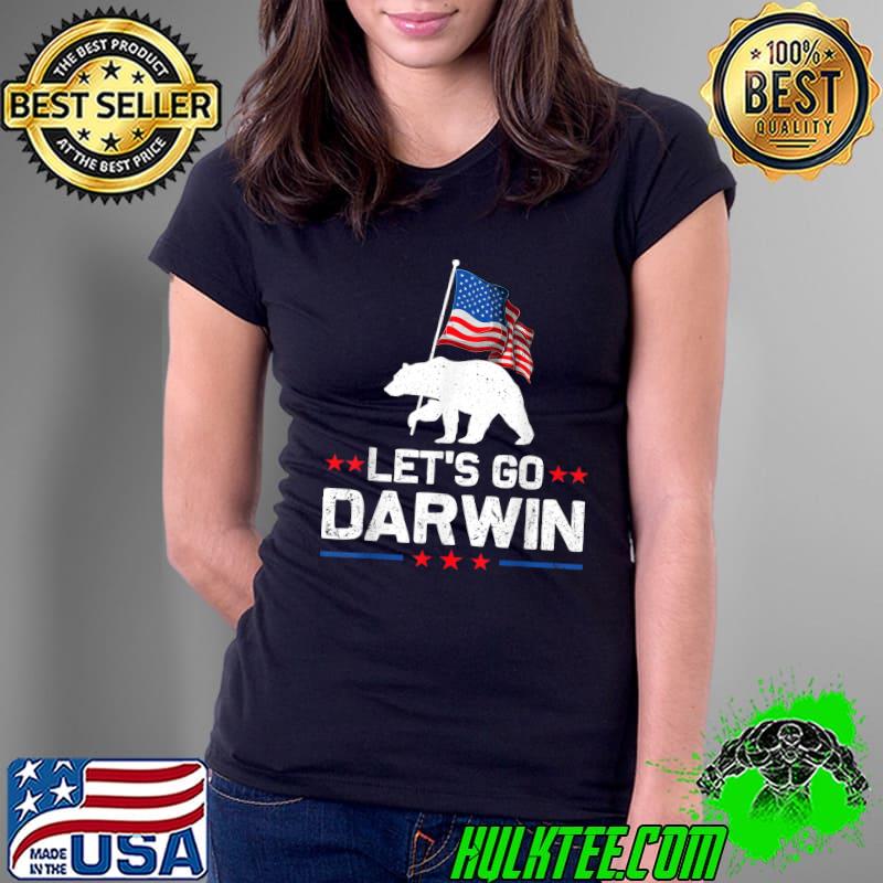 Nice Let's Go Darwin Bear US Flag T-Shirt Ladies Tee Nice Let's Go Darwin Bear US Flag T-Shirt Ladies Tee