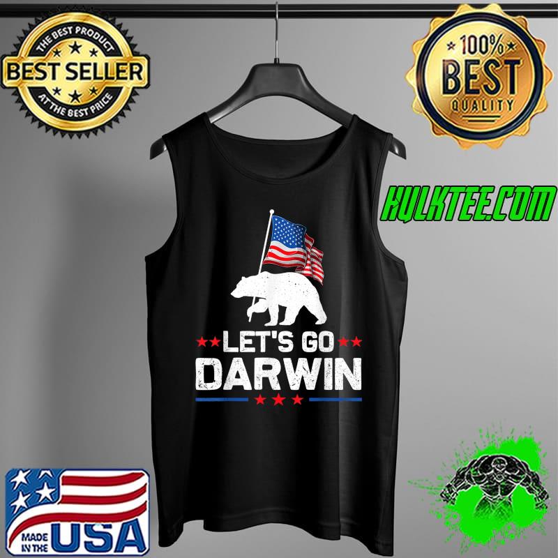 Nice Let's Go Darwin Bear US Flag T-Shirt Tank Top Nice Let's Go Darwin Bear US Flag T-Shirt Tank Top