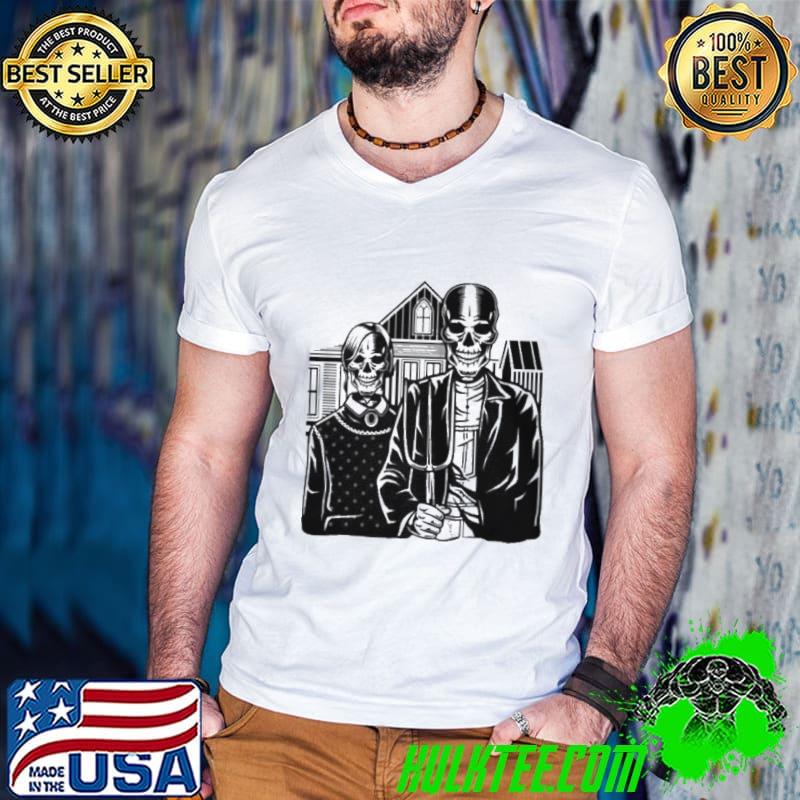 Nice Skeleton gothic house in eldon parody of American shirt